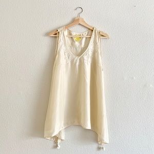 Anthropologie Maeve Silk Embroidered Tank